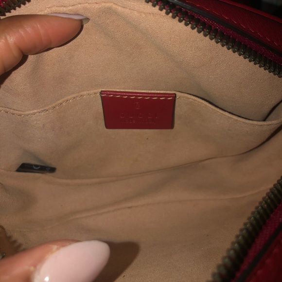 Gucci Red Matelassé Leather GG Marmont Belt Bag - Picture 11 of 16